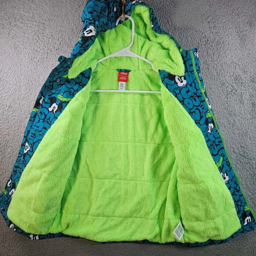NEW Disney Mickey Mouse Kids Blue Puffer Winter Jacket‎ Hooded Size M 8 Years